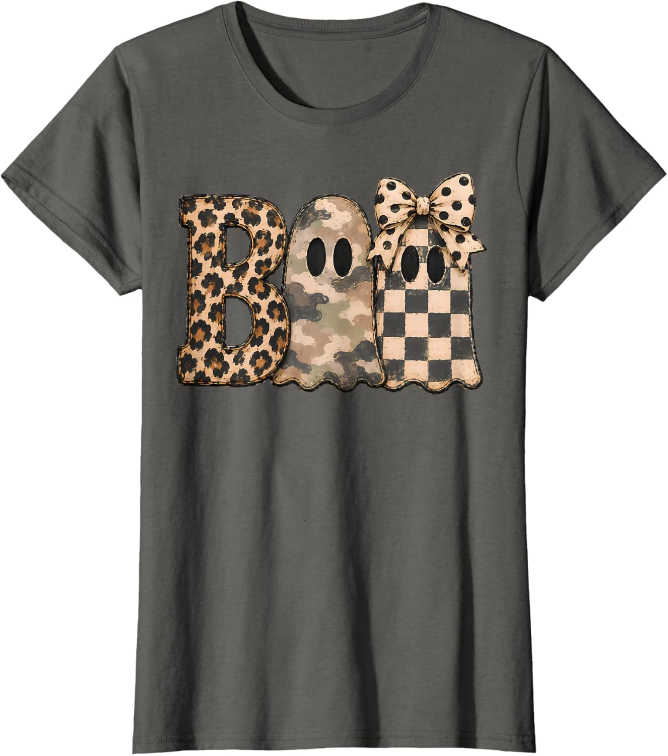 Boo Ghost Halloween Leopard Camo Autumn Pattern T-Shirt
