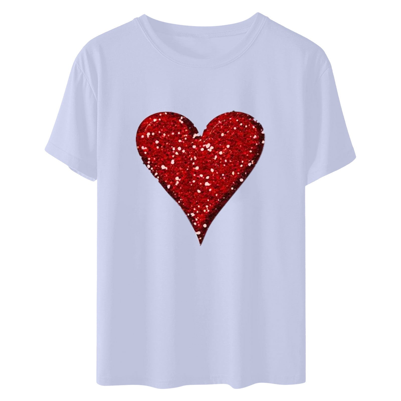 Aofany Womens Plus Size Shirts Women T-Shirt Glittery Heart Graphic Valentine’s Day Short Sleeve Tees Tops