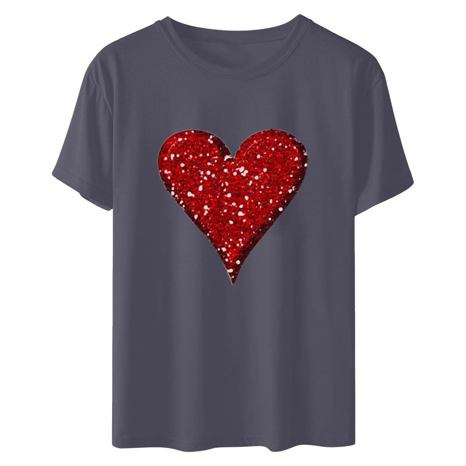 Aofany Womens Plus Size Shirts Women T-Shirt Glittery Heart Graphic Valentine’s Day Short Sleeve Tees Tops