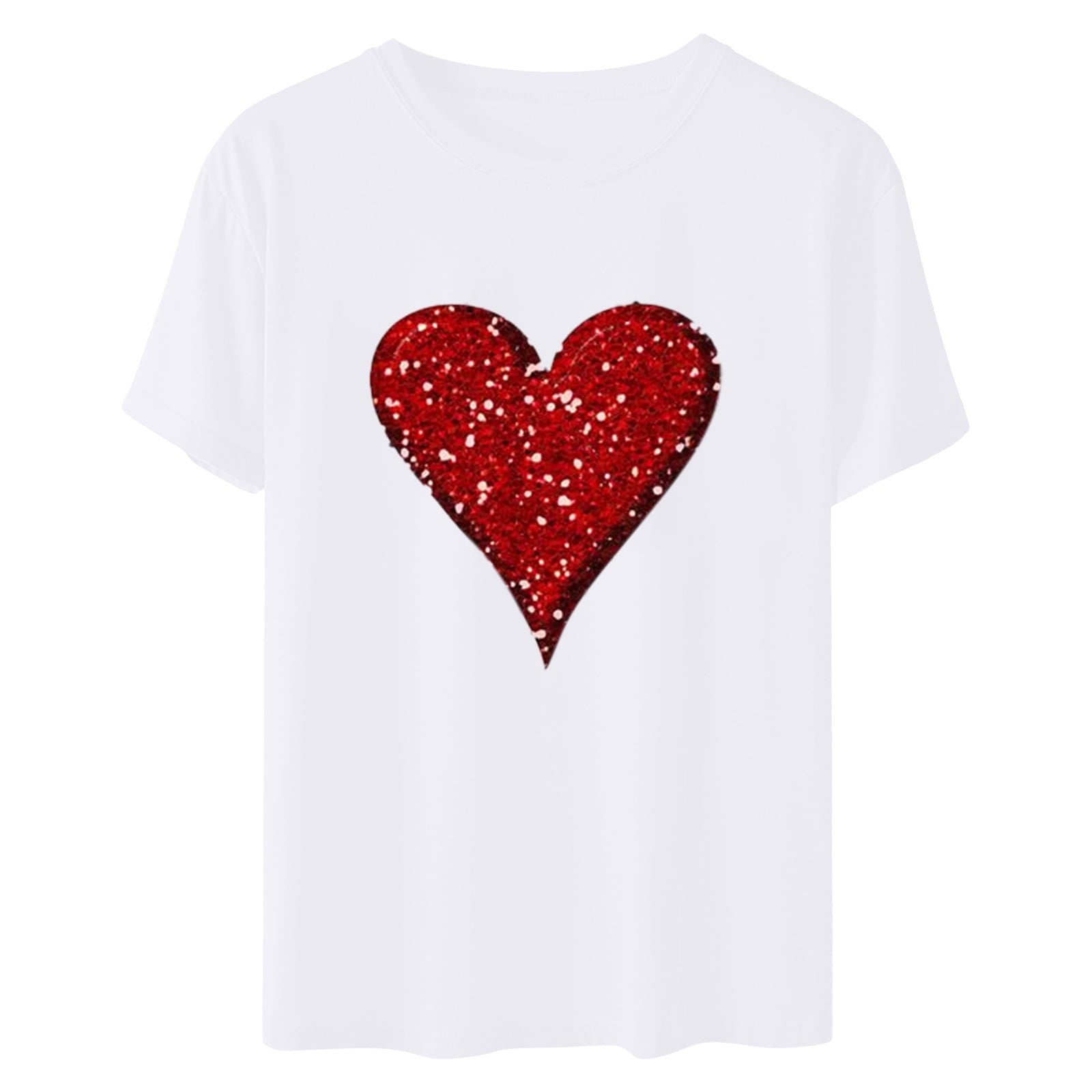 Aofany Womens Plus Size Shirts Women T-Shirt Glittery Heart Graphic Valentine’s Day Short Sleeve Tees Tops