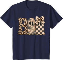 Boo Ghost Halloween Leopard Camo Autumn Pattern T-Shirt