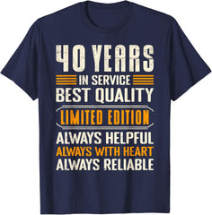 Service Anniversary 40 Years of Work Colleague T-Shirt