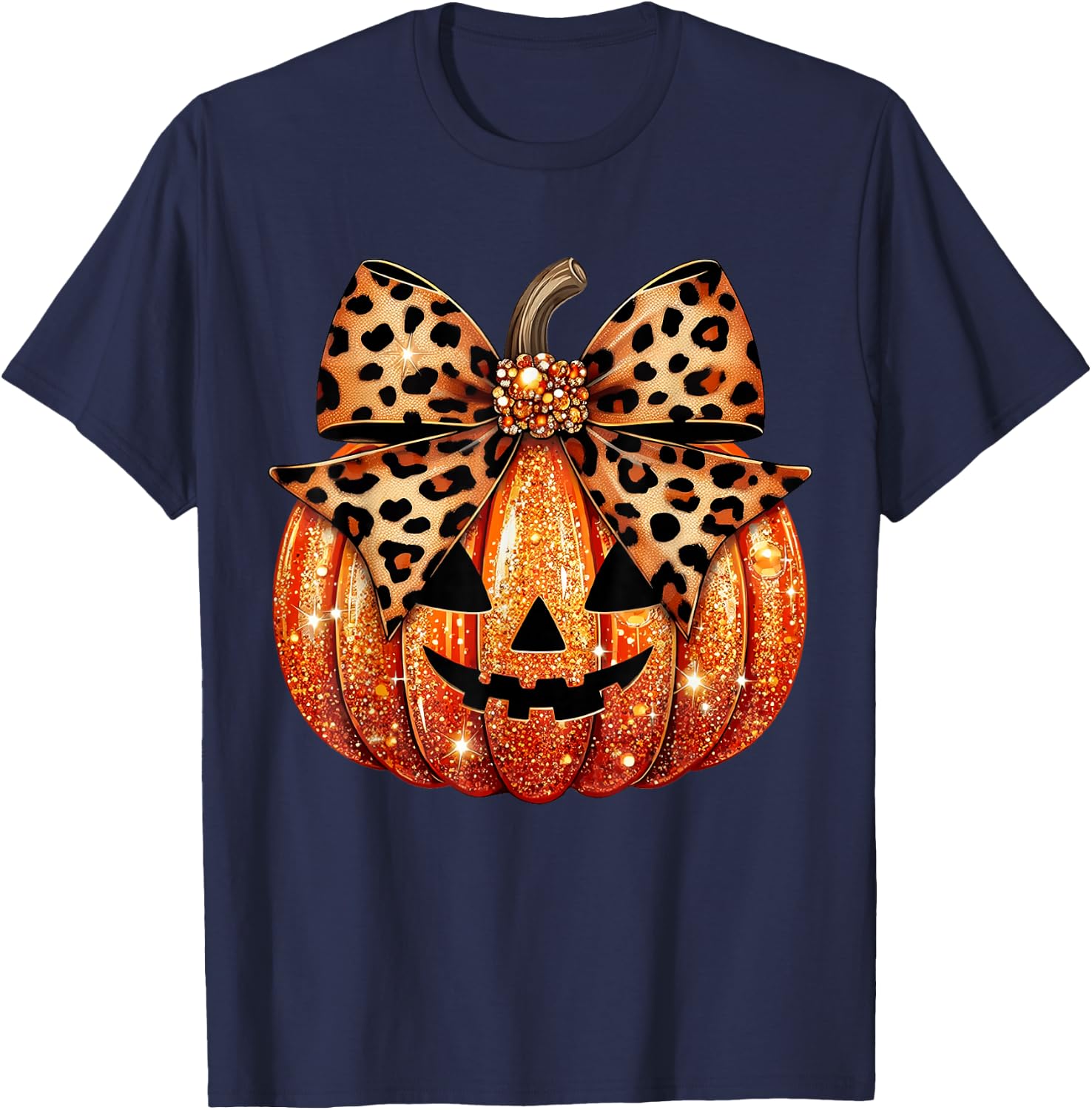 Leopard Coquette Bow Pumpkin Sparkly Pumpkin T-Shirt
