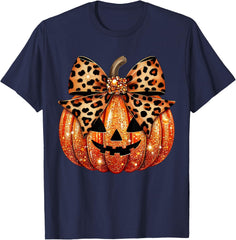 Leopard Coquette Bow Pumpkin Sparkly Pumpkin T-Shirt