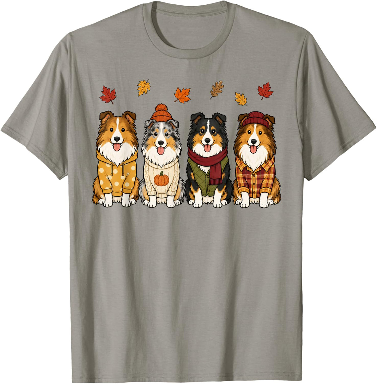 Sheltie Fall Autumn Season Pumpkin Shetland Sheepdog Dog T-Shirt