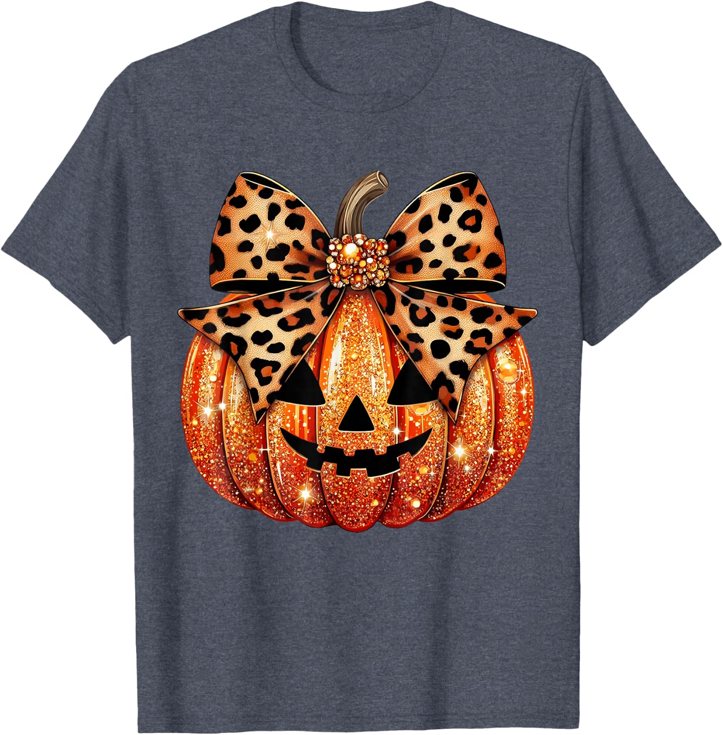Leopard Coquette Bow Pumpkin Sparkly Pumpkin T-Shirt