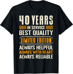 Service Anniversary 40 Years of Work Colleague T-Shirt