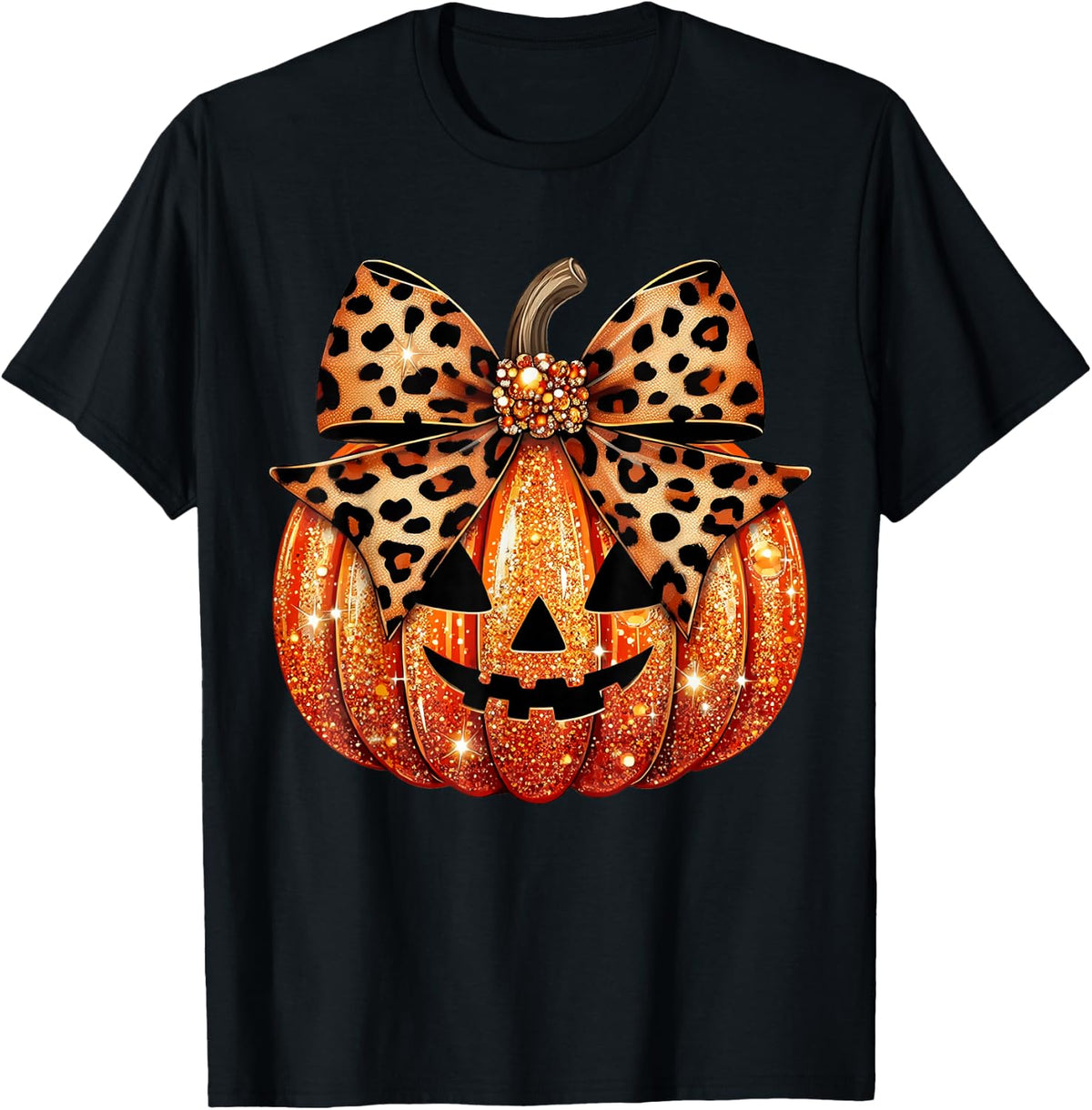 Leopard Coquette Bow Pumpkin Sparkly Pumpkin T-Shirt