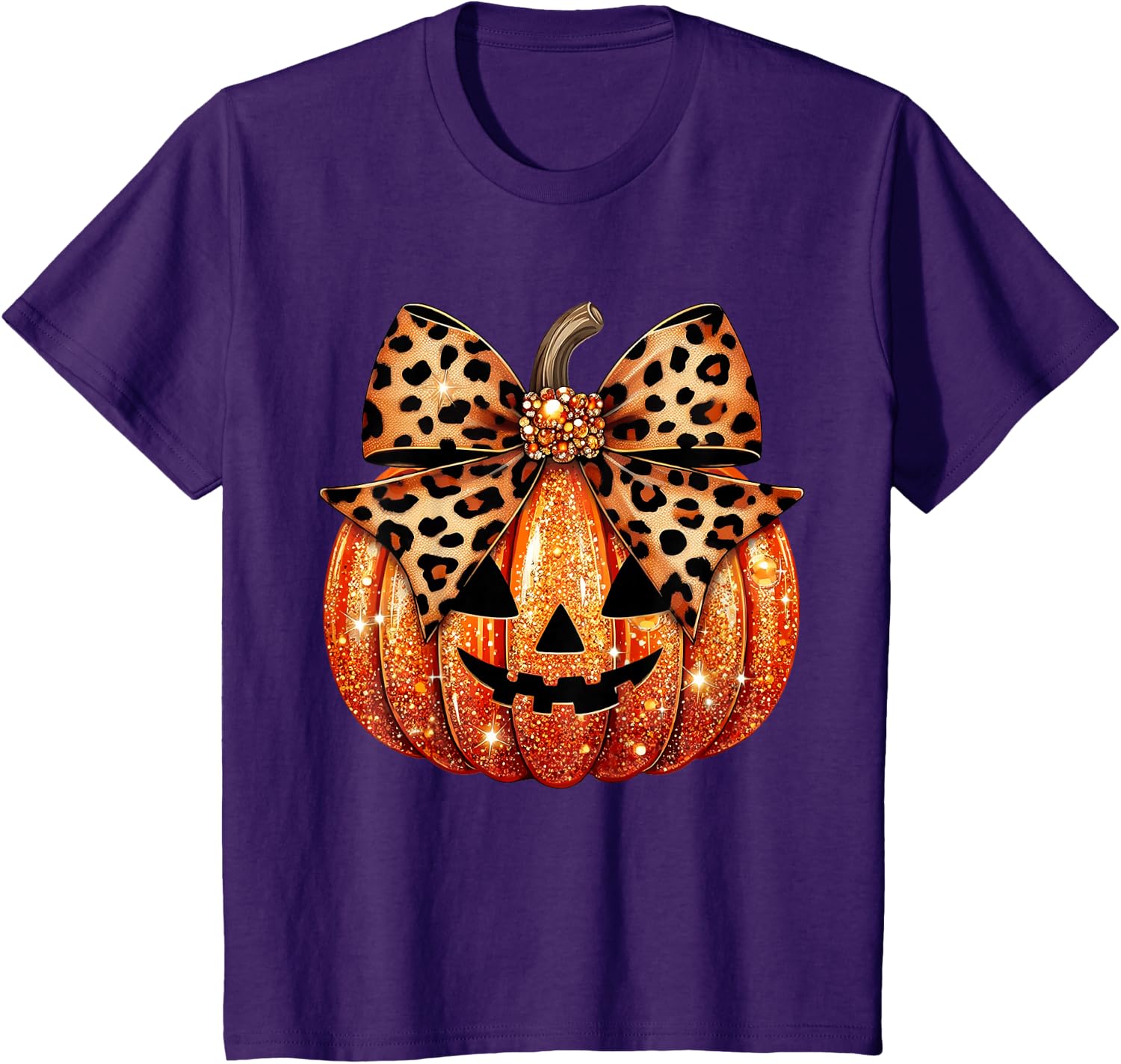 Leopard Coquette Bow Pumpkin Sparkly Pumpkin T-Shirt