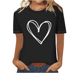 BLVB Women Valentines Day Shirts Valentines Gifts for Her Cute Heart Graphic Tee Tops Short Sleeve Crewneck T Shirts