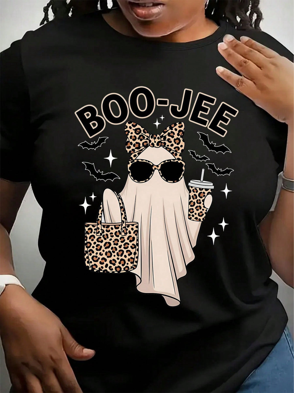 Boo-Jee Ghost T-Shirt, Leopard Ghost Tee, Ghost Coffee Shirt, Funny Fall Shirt, Ghost Tee, Girly Halloween Gift, Boojee Shirt