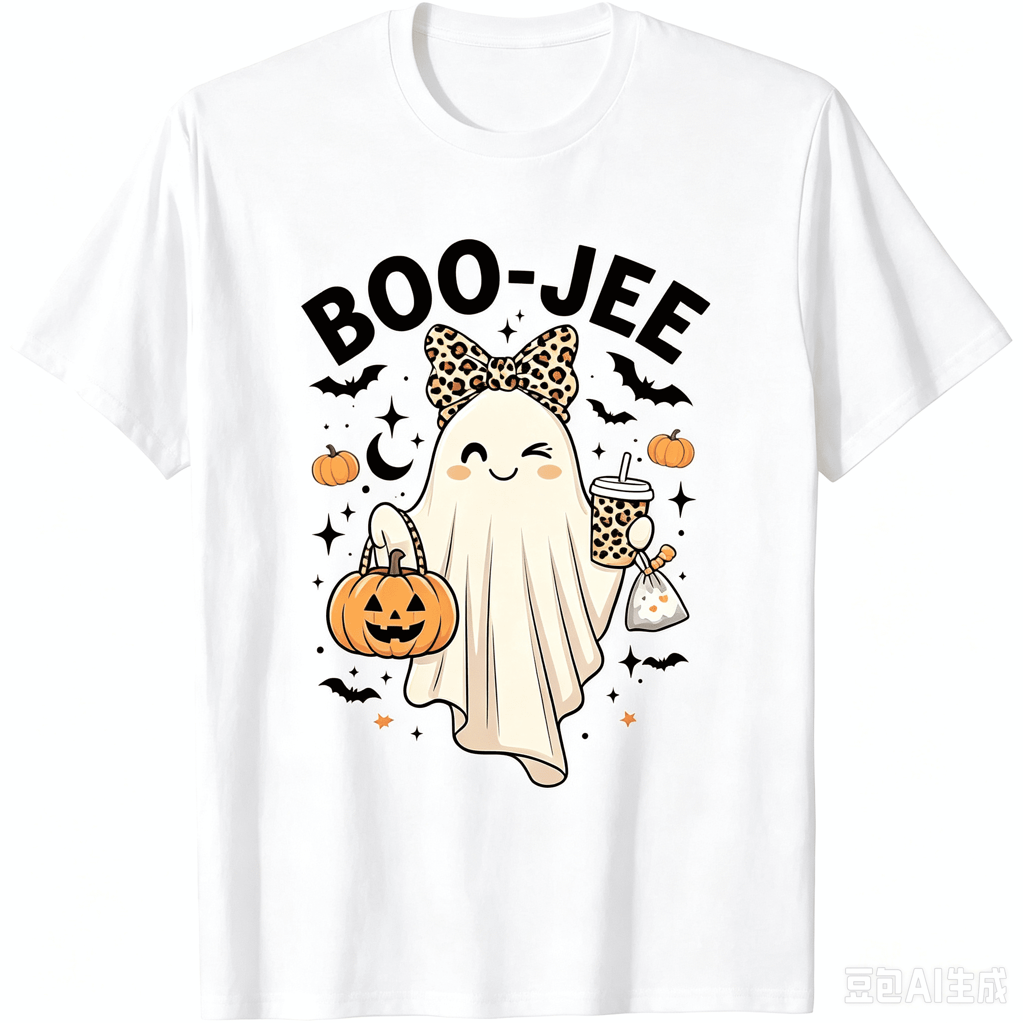 Boo‑Jee Ghost Unisex T‑Shirt, Leopard Ghost Halloween Tee