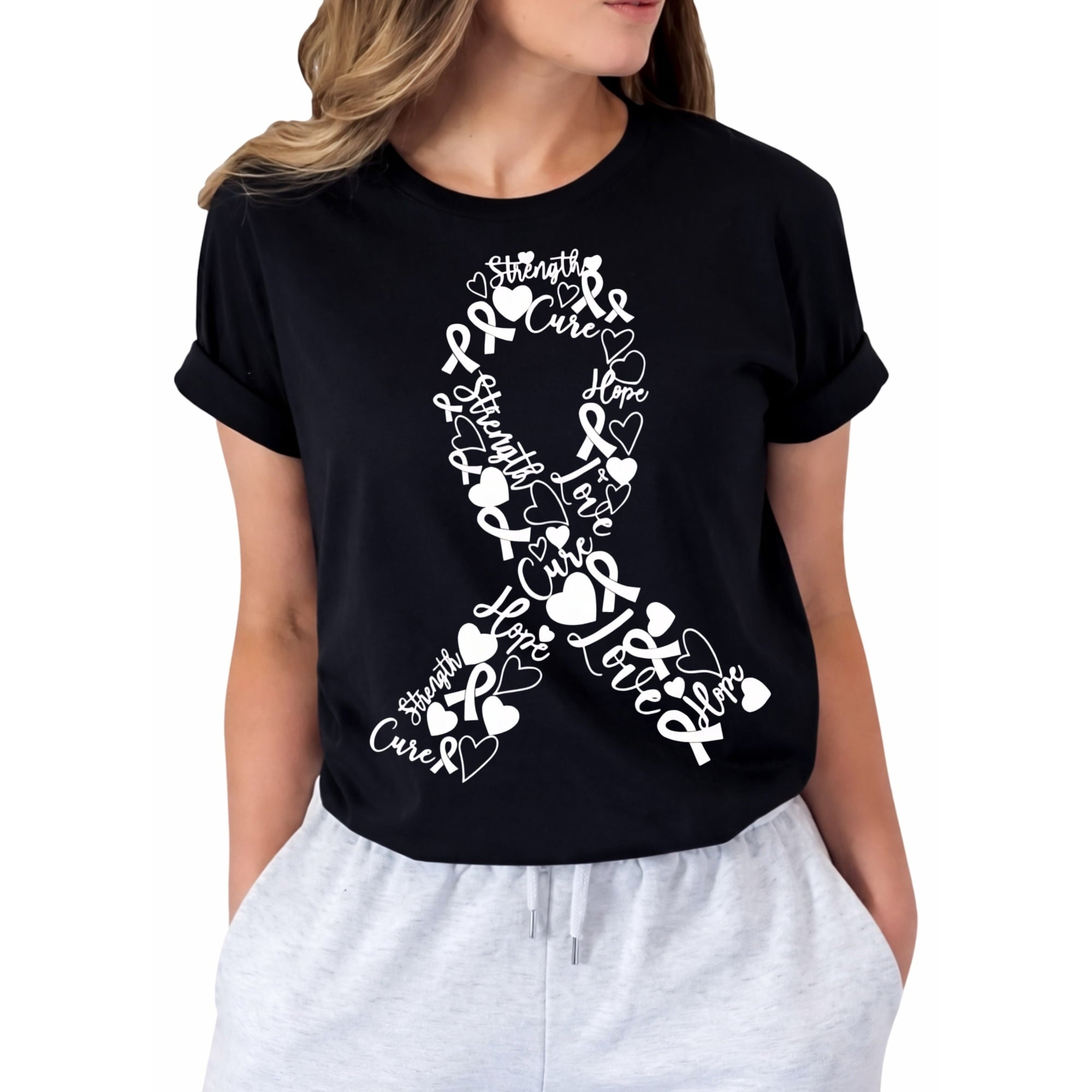 Breast Cancer Shirts for Women: Pink Ribbon Heart T-Shirts Breast Cancer Awareness Gifts Survivor Tee Tops