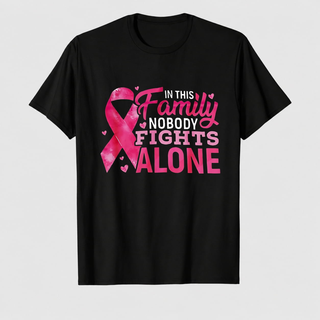 Women's Breast Cancer Awareness Survivor Heart Ribbon Graphic T-Shirt, 100% Cotton Short Sleeve Shirt