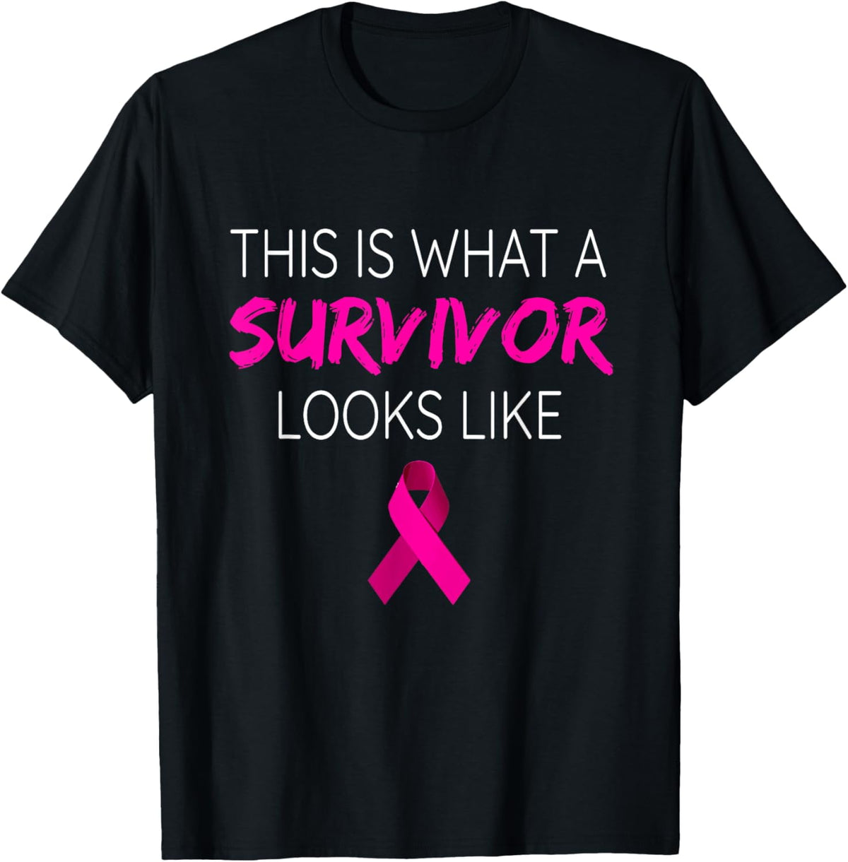 Breast Cancer Awareness Survivor Pink Ribbon Gifts T-ShirtMen and women, Black T-shirt, size: Extra large