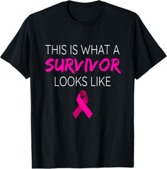 Breast Cancer Awareness Survivor Pink Ribbon Gifts T-ShirtMen and women, Black T-shirt, size: Extra large