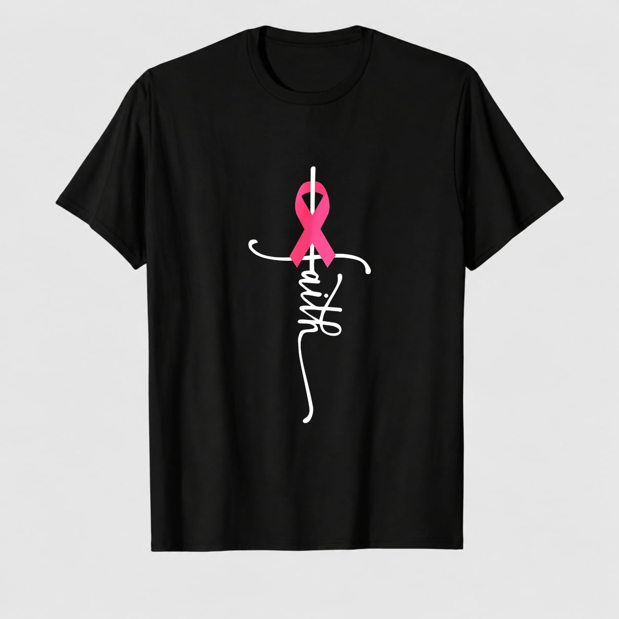 Women's Breast Cancer Awareness Survivor Ribbon Graphic T-Shirt, 100% Cotton Short Sleeve Shirt