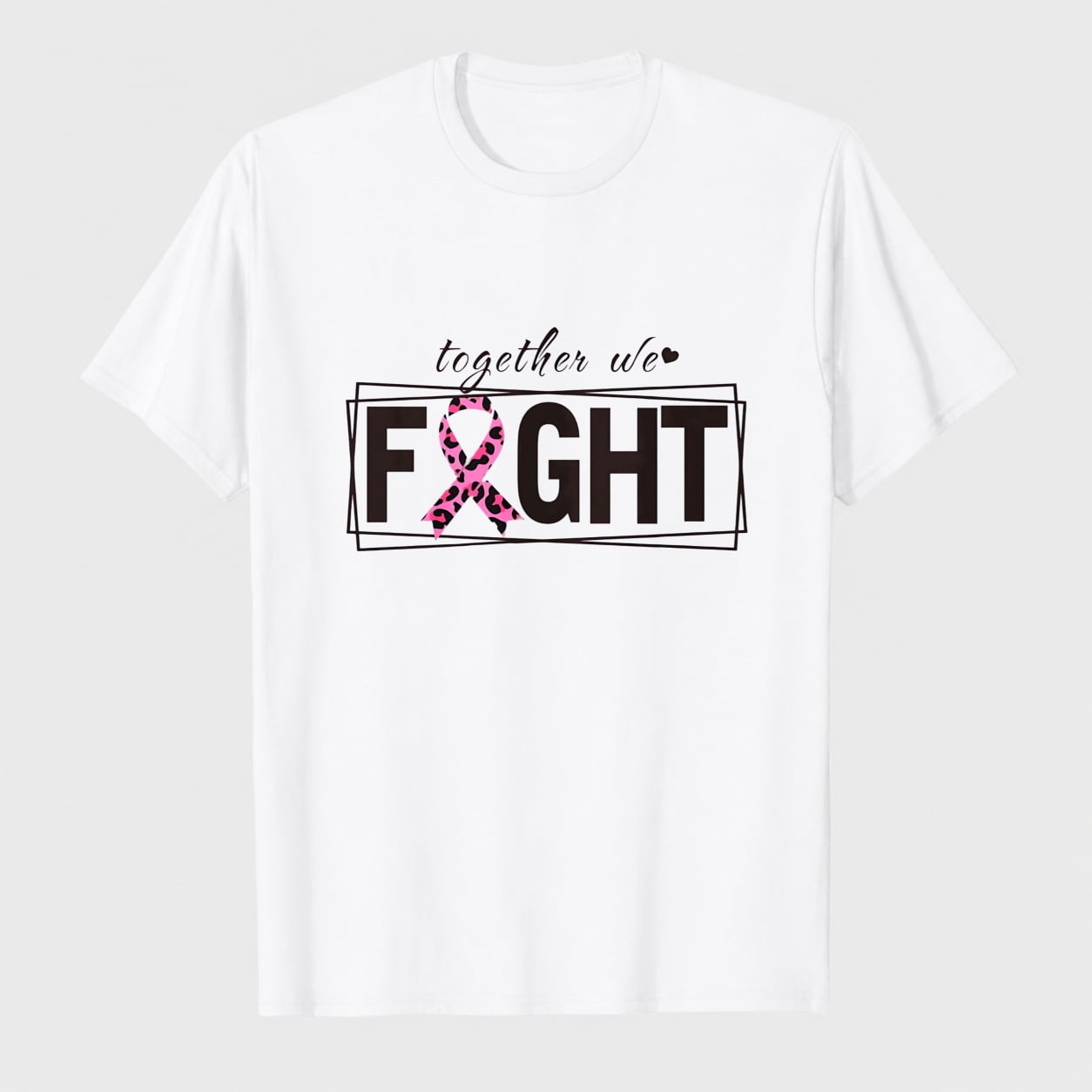 Women's Breast Cancer Awareness Survivor Heart Ribbon Graphic T-Shirt, 100% Cotton Short Sleeve Shirt