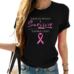 Cancer Survivor Women Gift Pink Ribbon Breast Cancer T Shirt Black