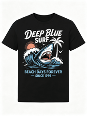 Deep Blue Surf T-Shirt Vintage Shark Beach Days Forever 1979 Tee