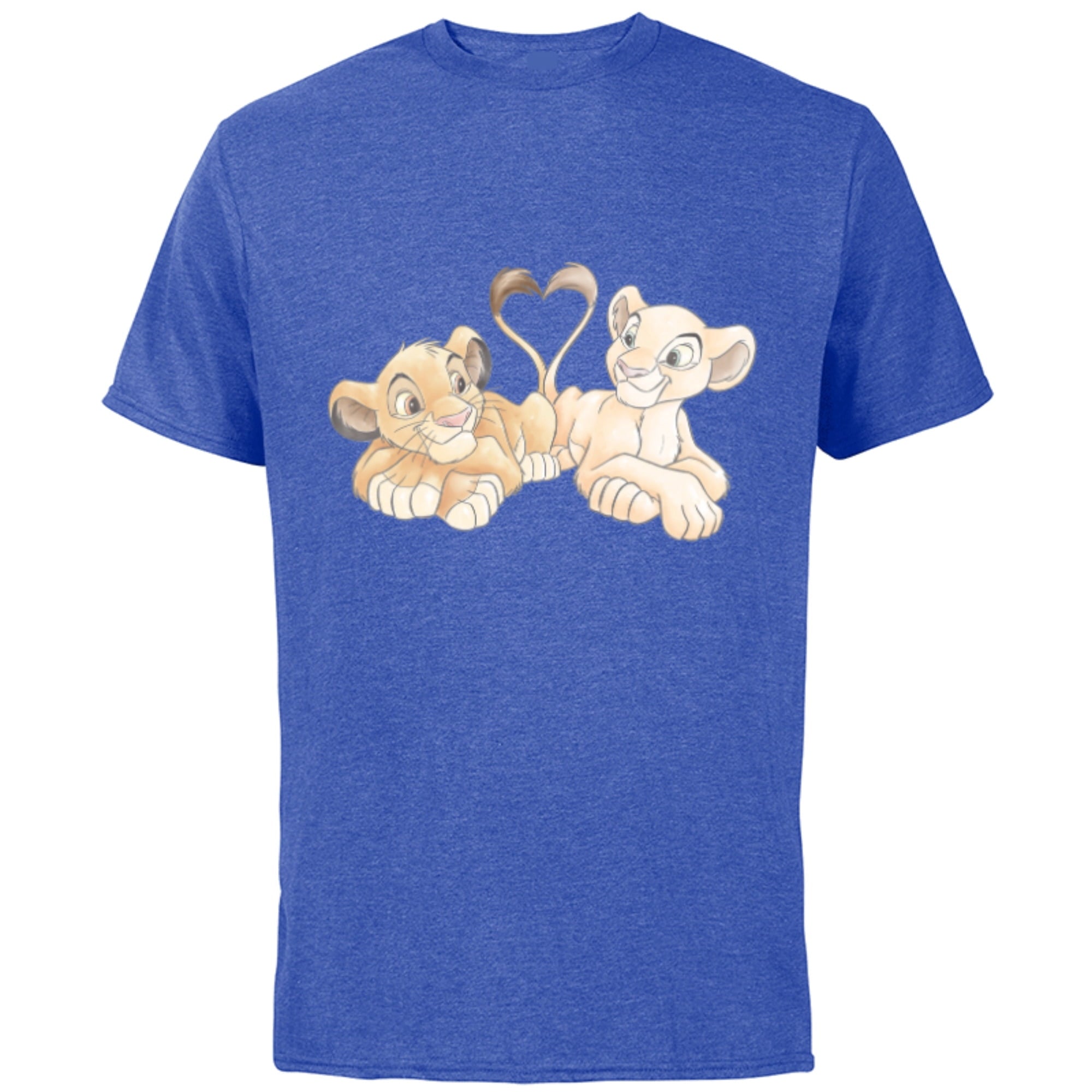 Disney The Lion King Simba and Nala Hearts Valentine’s Day - Short Sleeve Cotton T-Shirt for Adults - Customized-Black