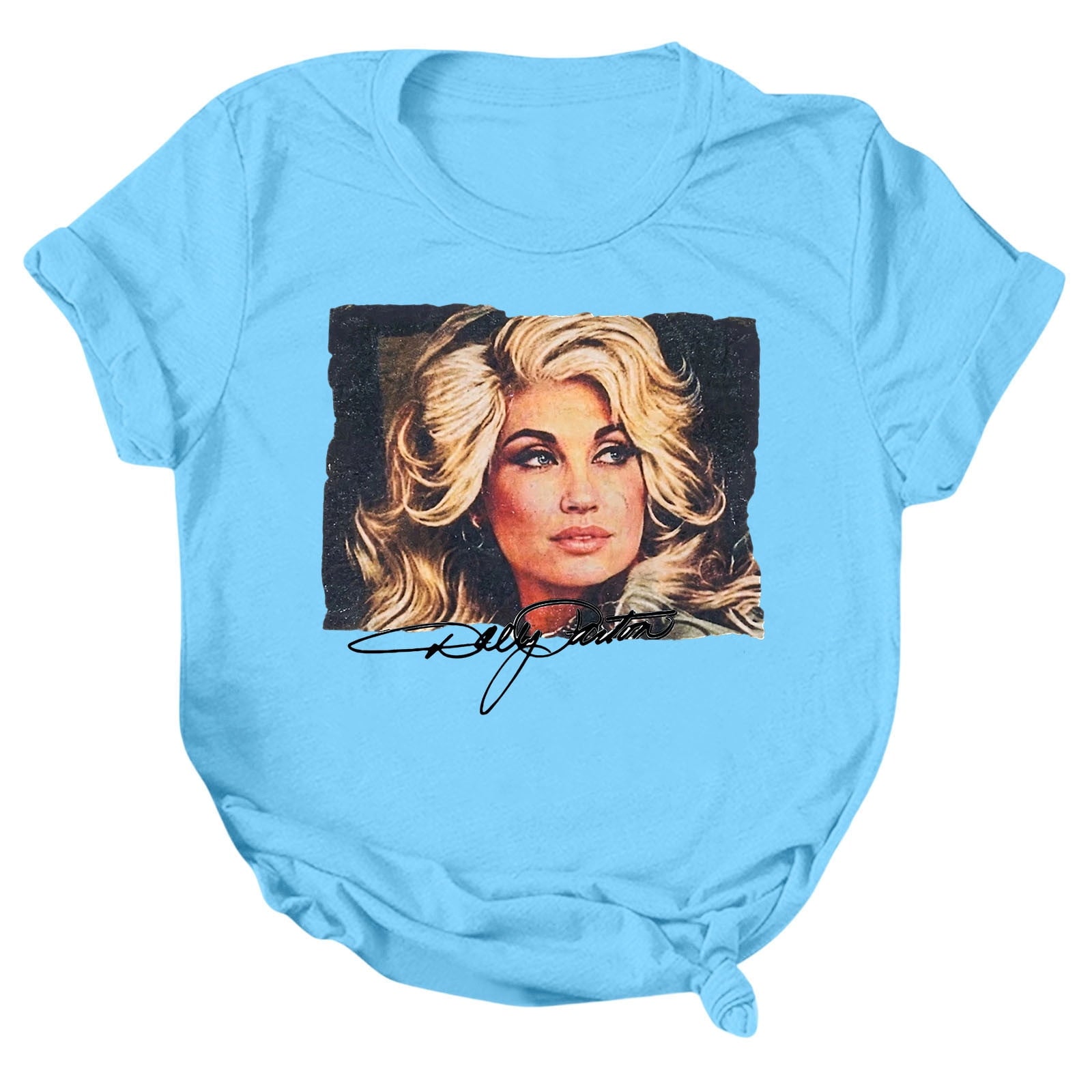 Dolly Graphic T-Shirt - Women's Short Sleeve Crew Neck Country Music Tee With Vintage Angel Design For Concert Festival And Casual Wear