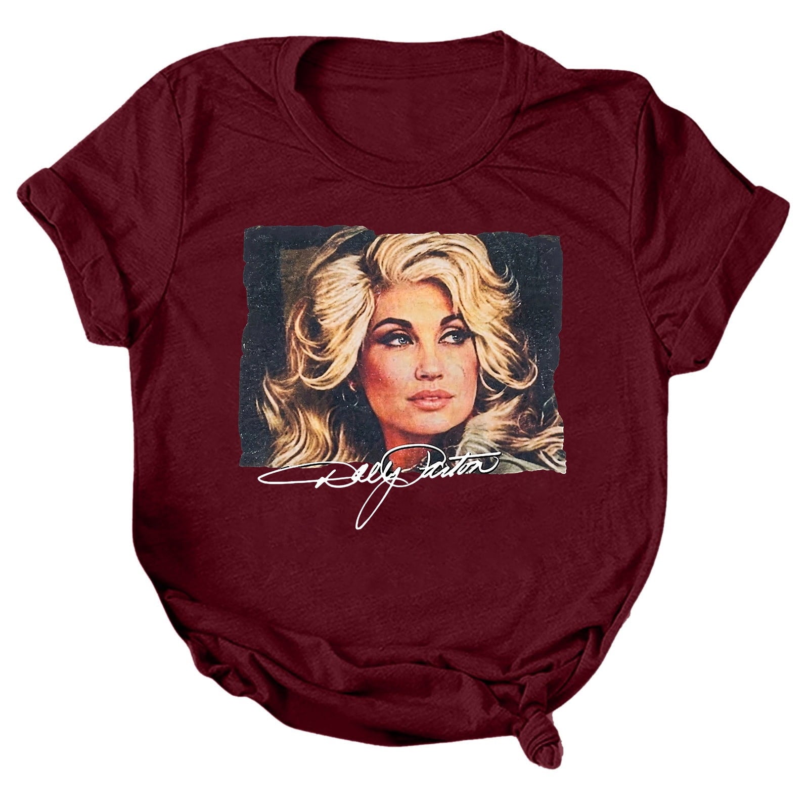 Dolly Graphic T-Shirt - Women's Short Sleeve Crew Neck Country Music Tee With Vintage Angel Design For Concert Festival And Casual Wear