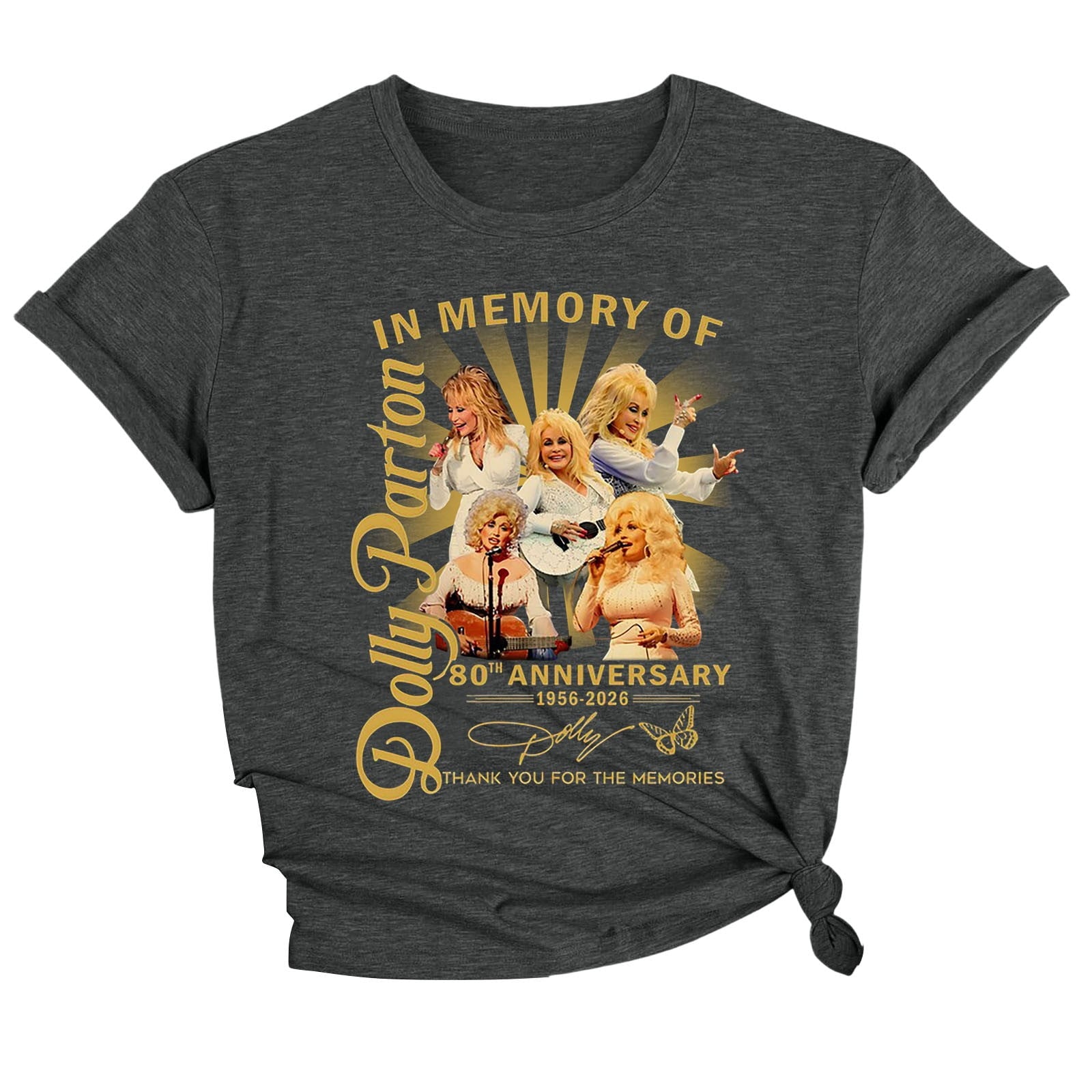Dolly Graphic T-Shirt - Women's Short Sleeve Crew Neck Country Music Tee With Vintage Angel Design For Concert Festival And Casual Wear