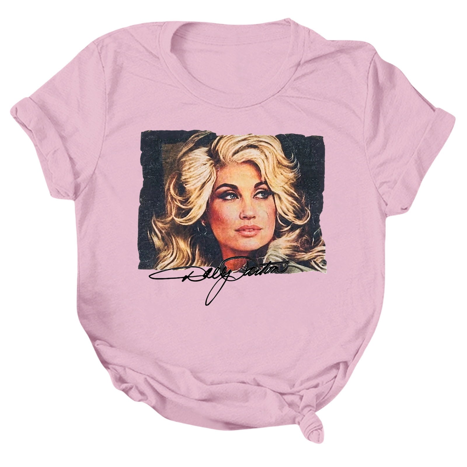 Dolly Graphic T-Shirt - Women's Short Sleeve Crew Neck Country Music Tee With Vintage Angel Design For Concert Festival And Casual Wear