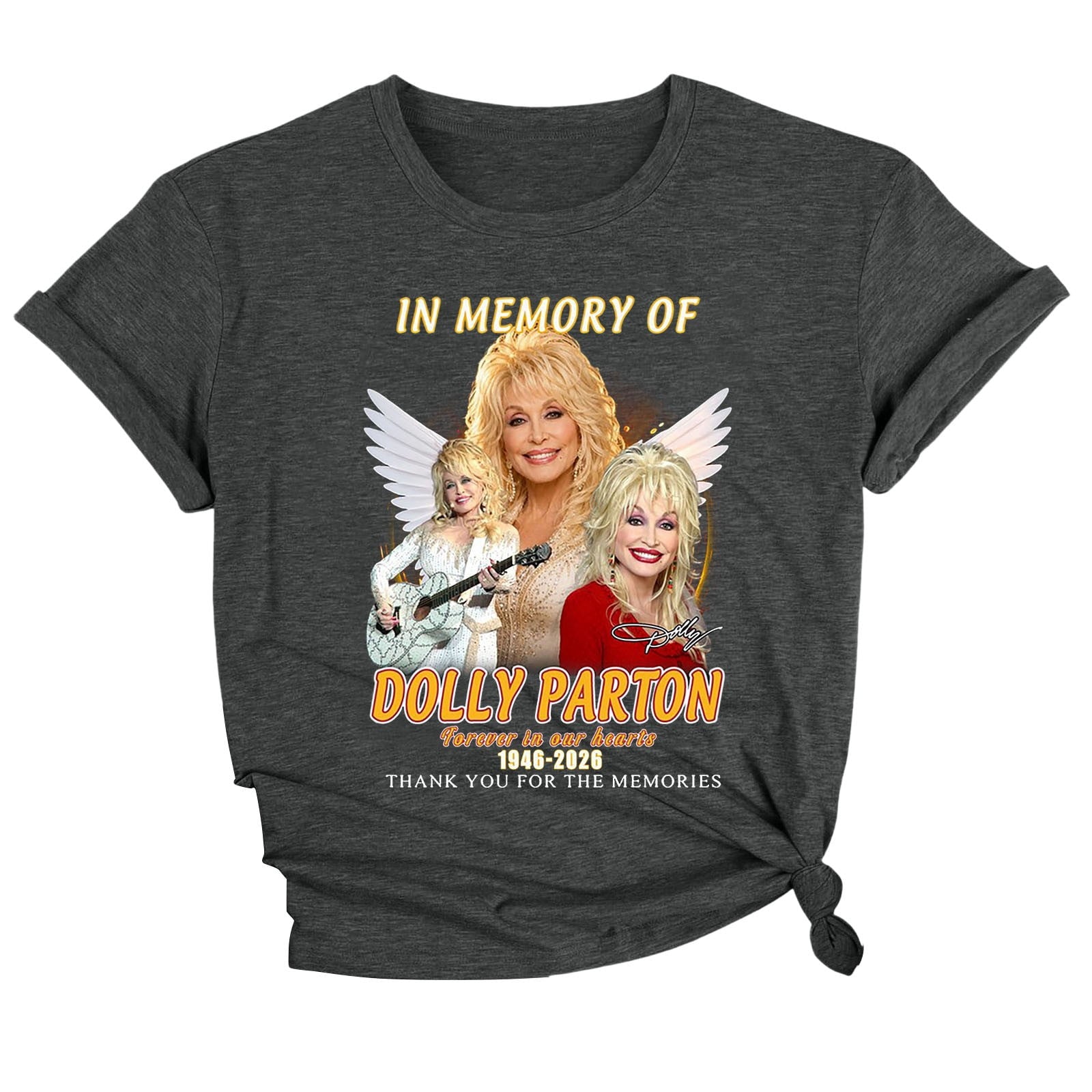 Dolly Graphic T-Shirt - Women's Short Sleeve Crew Neck Country Music Tee With Vintage Angel Design For Concert Festival And Casual Wear