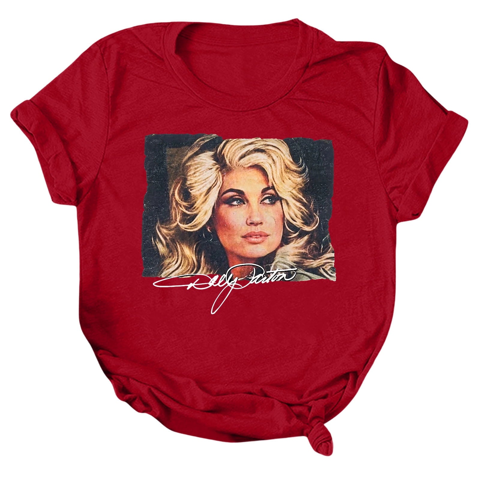 Dolly Graphic T-Shirt - Women's Short Sleeve Crew Neck Country Music Tee With Vintage Angel Design For Concert Festival And Casual Wear