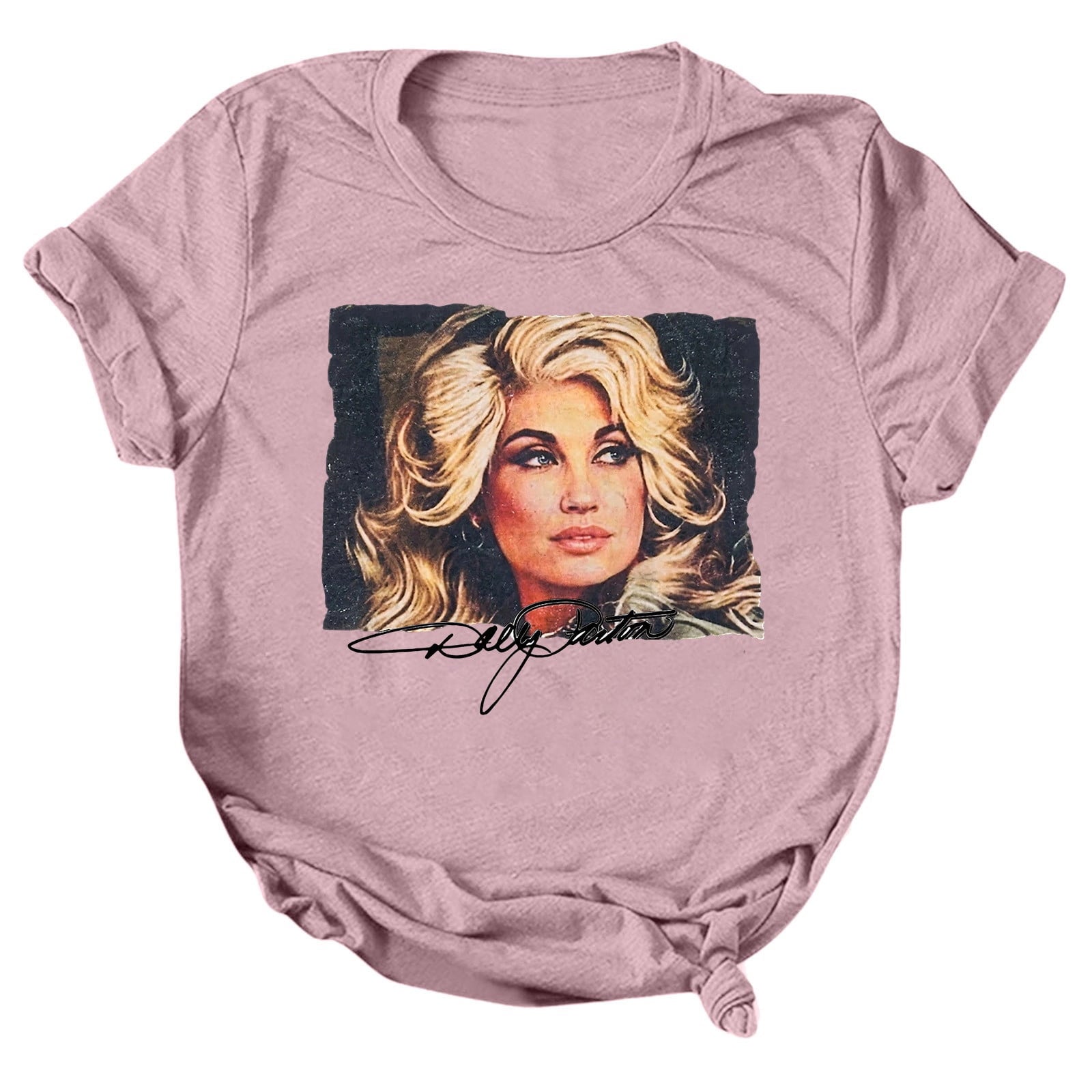 Dolly Graphic T-Shirt - Women's Short Sleeve Crew Neck Country Music Tee With Vintage Angel Design For Concert Festival And Casual Wear