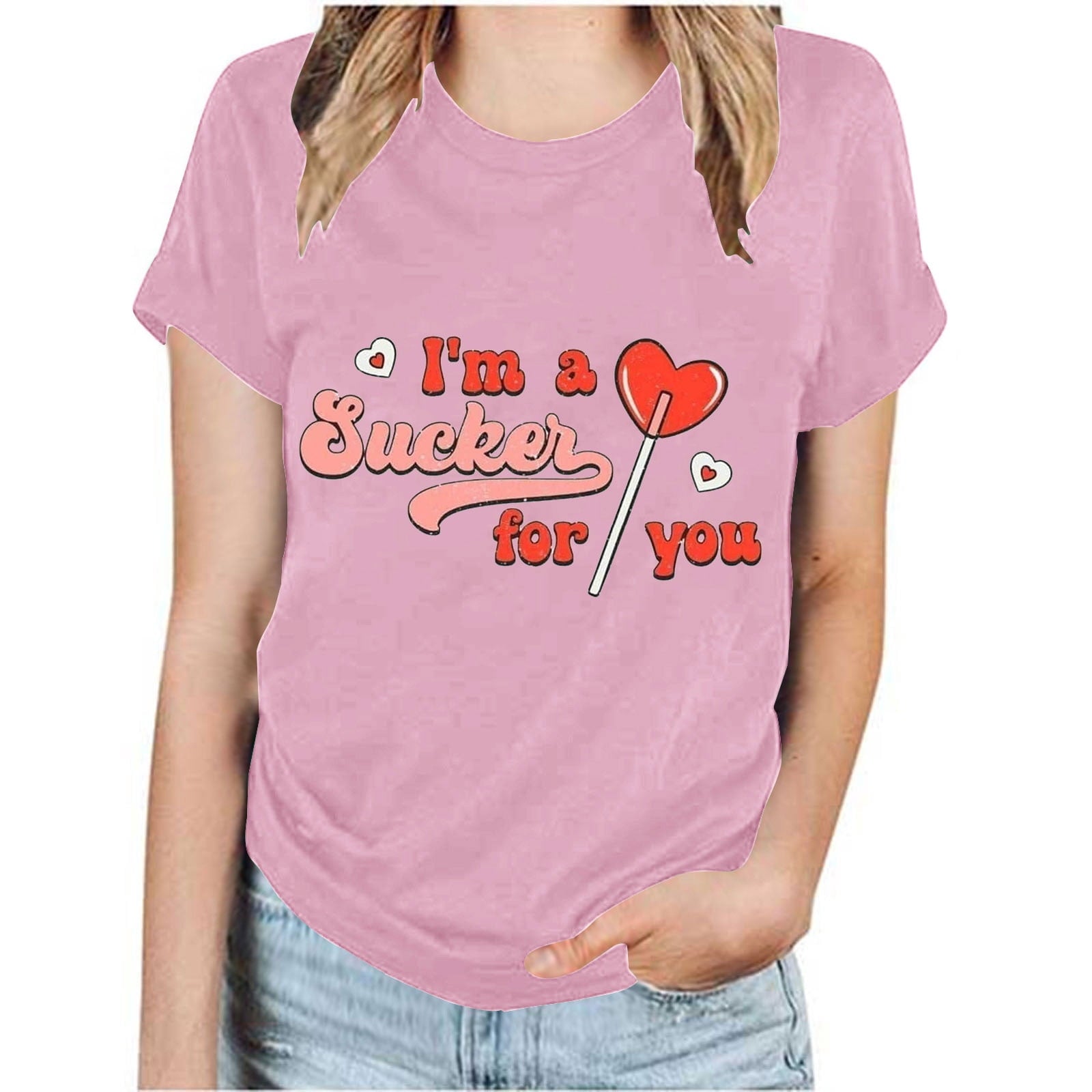 Lilgiuy Valentine Love Heart Tshirt Women Cute Graphic Valentine's Day Tee Lover Gifts Short Sleeve Crewneck Lightweight Shirt Gift for Your Mom Black(S-3XL)