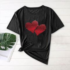 EchfiProm Womens Shirts Love Heart Graphic Tee Valentine Day Summer Short Sleeve Cute Tops for Ladies Valentine