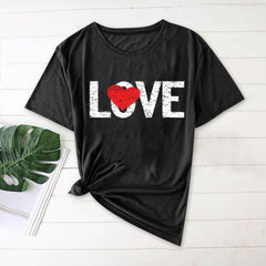 EchfiProm Womens Valentine Shirts Love Heart Graphic Tee Cute Crew Neck Valentine Day Tops for Adult Short Sleeve