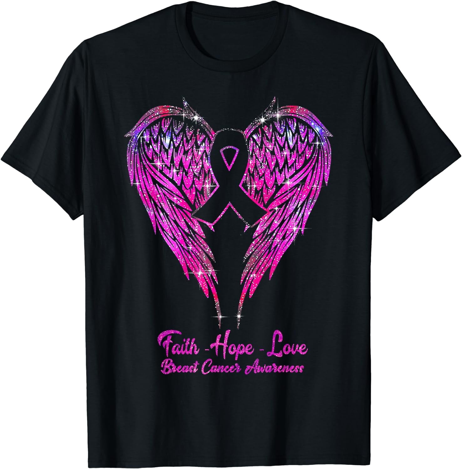 Faith Hope Love Wings T-Shirt Breast Cancer Awareness Pink T-Shirt