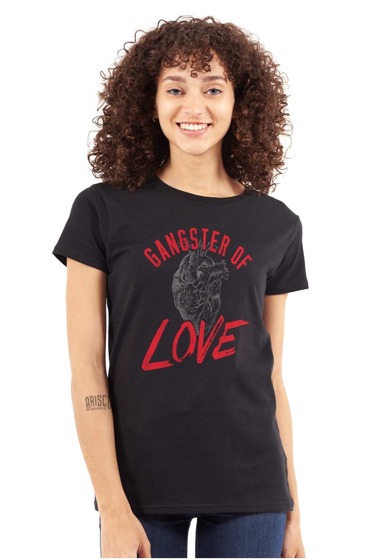 Gangster Of Love Funny Valentines Day Womens Slim Fit Graphic Tee Brisco Brands L