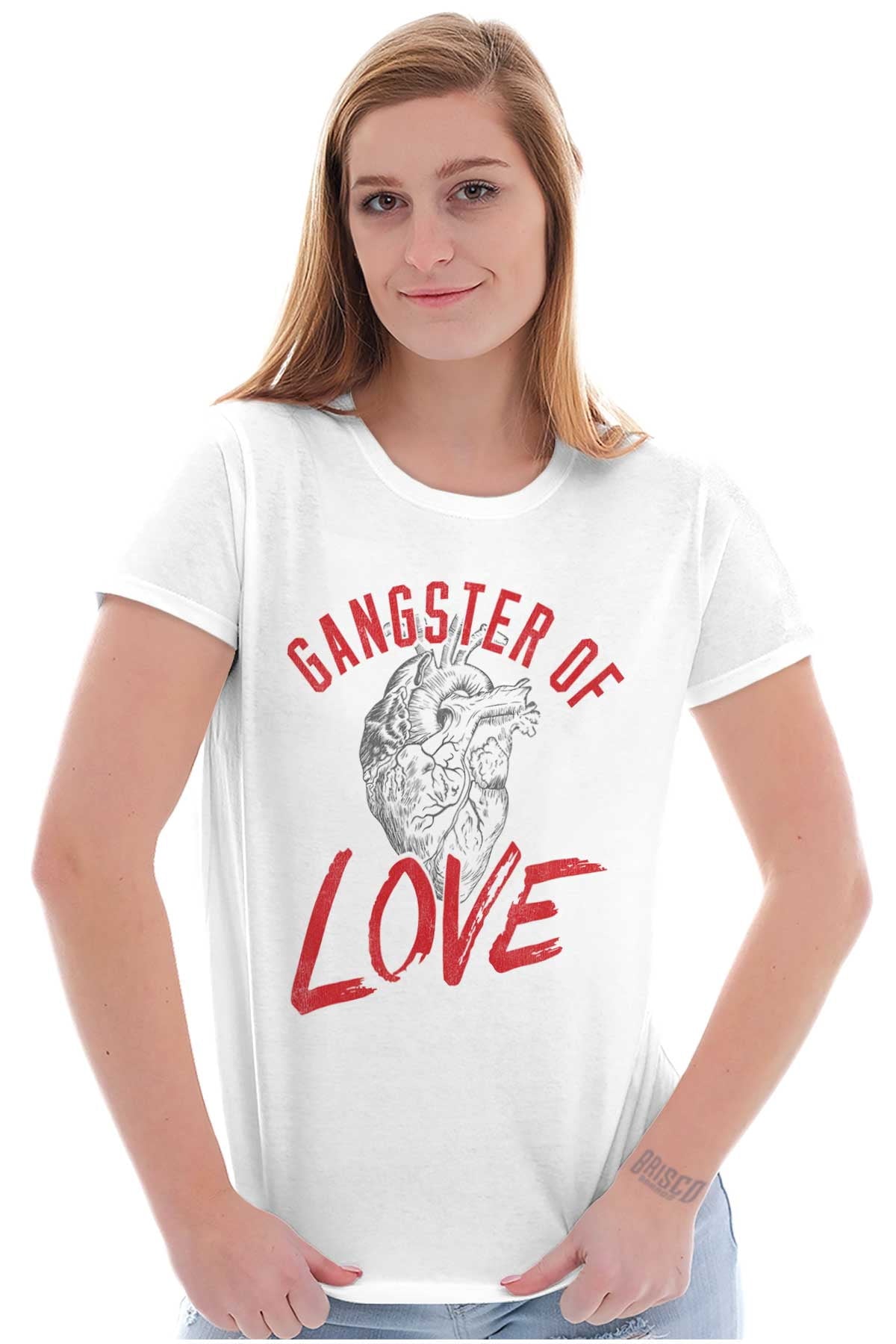 Gangster Of Love Funny Valentines Day Womens Slim Fit Graphic Tee Brisco Brands L