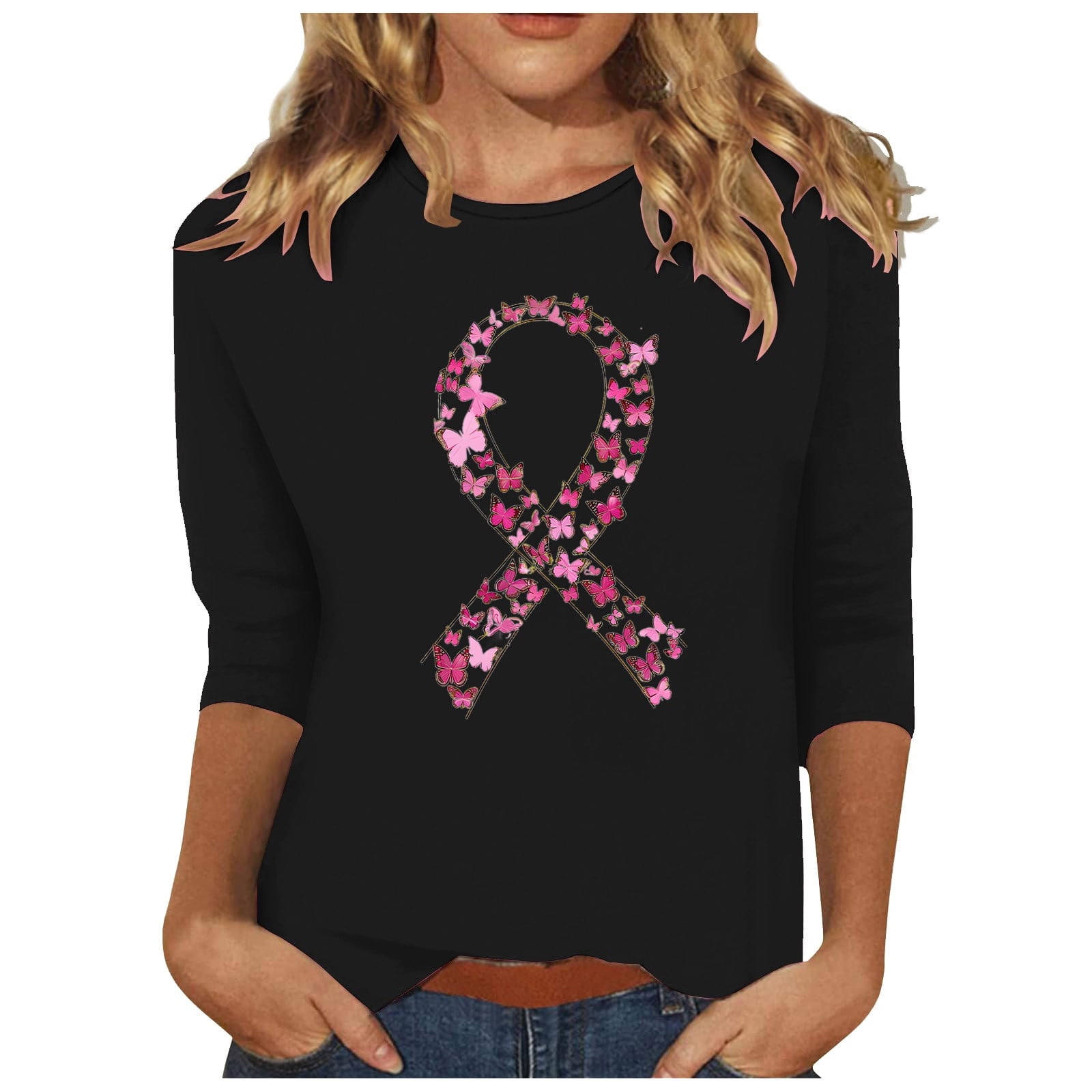Hfnxid Breast Cancer Shirts for Women Breast Cancer Support Tshirts Pink Ribbon Breast Cancer Awareness Shirt,Survivor Care Gifts