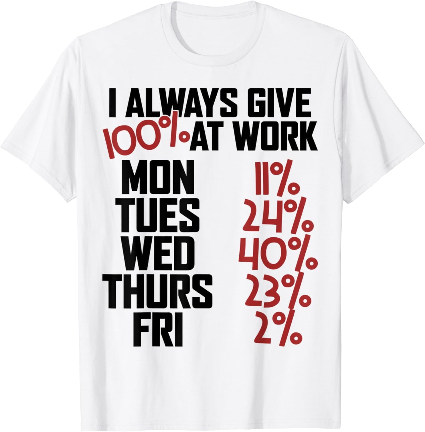 I Always Give 100% at Work, Sarcastic Funny Work Office T-Shirt