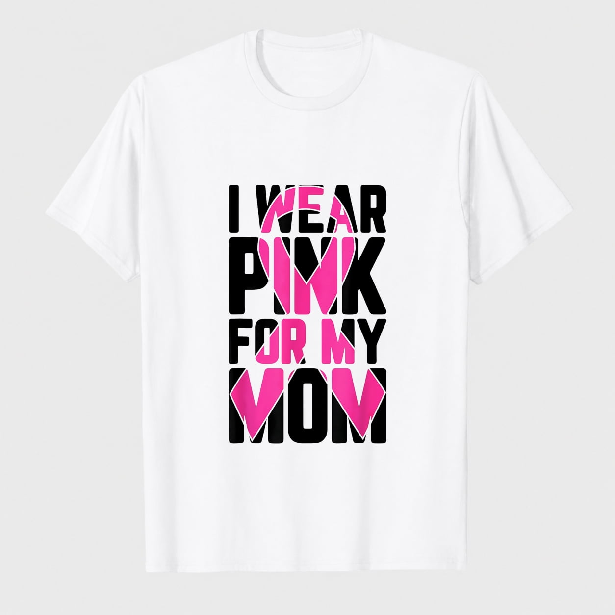 Women's Breast Cancer Awareness Flag Ribbon Graphic T-Shirt, 100% Cotton Short Sleeve Shirt