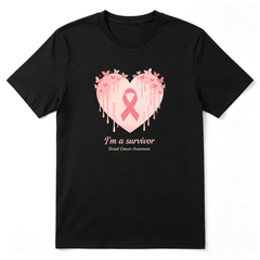 I'm A Survivor Breast Cancer Awareness Cool Graphic Tee for Women, Family Gift Party Cotton Short Sleeves T-Shirt
