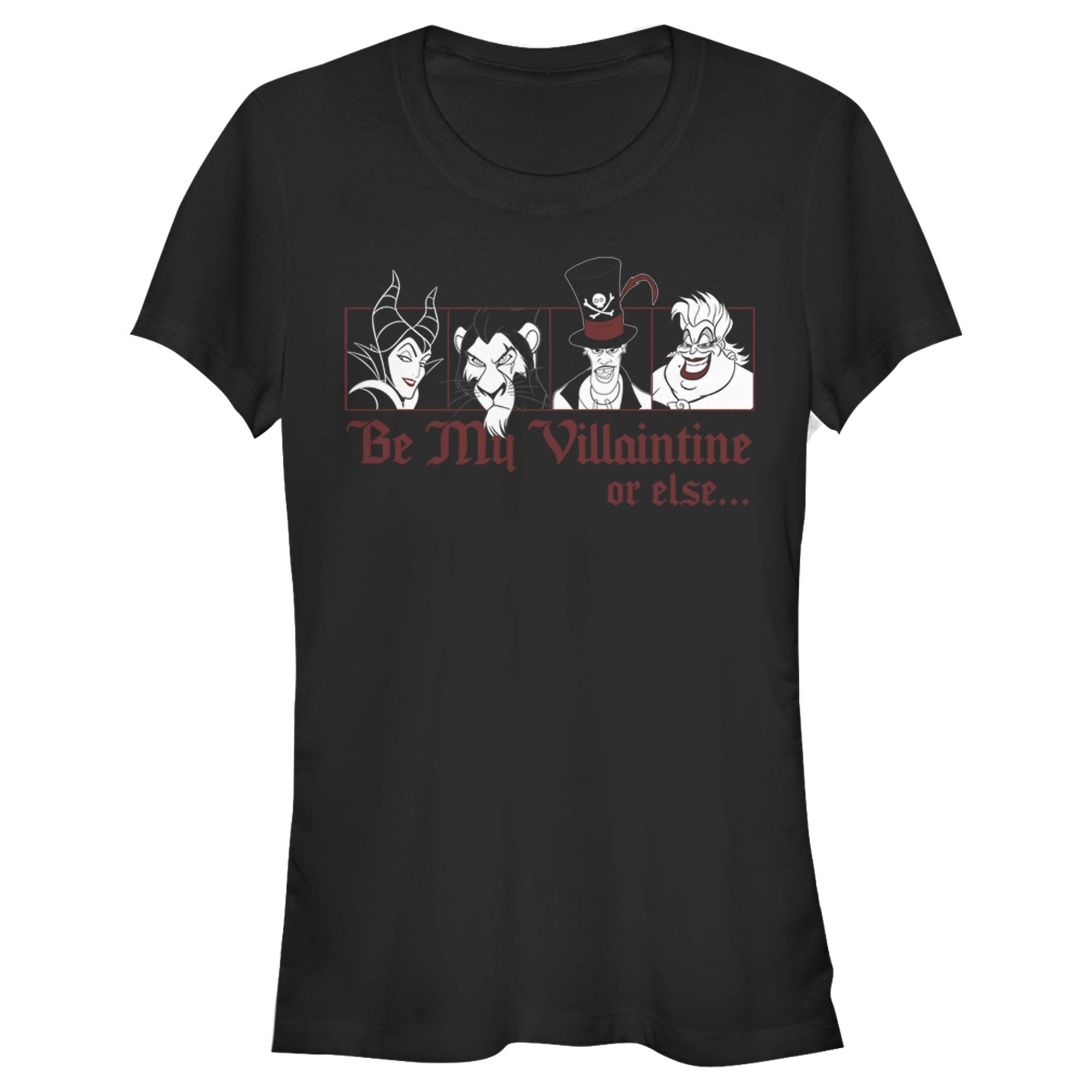 Junior's Disney Valentine's Day Be My Villaintine Or Else... Graphic Tee Black Medium