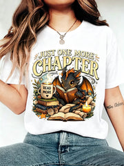 Just One More Chapter T-Shirt Dragon Book Lover Fantasy Reader Tee
