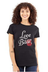 Love Bites Funny Single Valentine Day Womens Slim Fit Graphic Tee Brisco Brands S