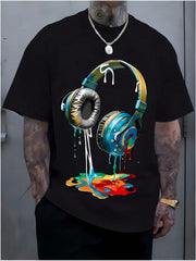 Man' Colorful Headphone Paint Print  TShirt