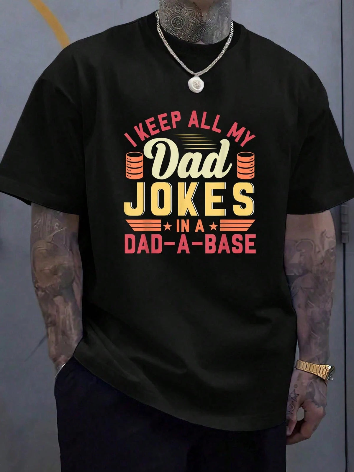 Men's Funny Dad Jokes Dada-Base Graphic Short Sleeve Cotton T-Shirt