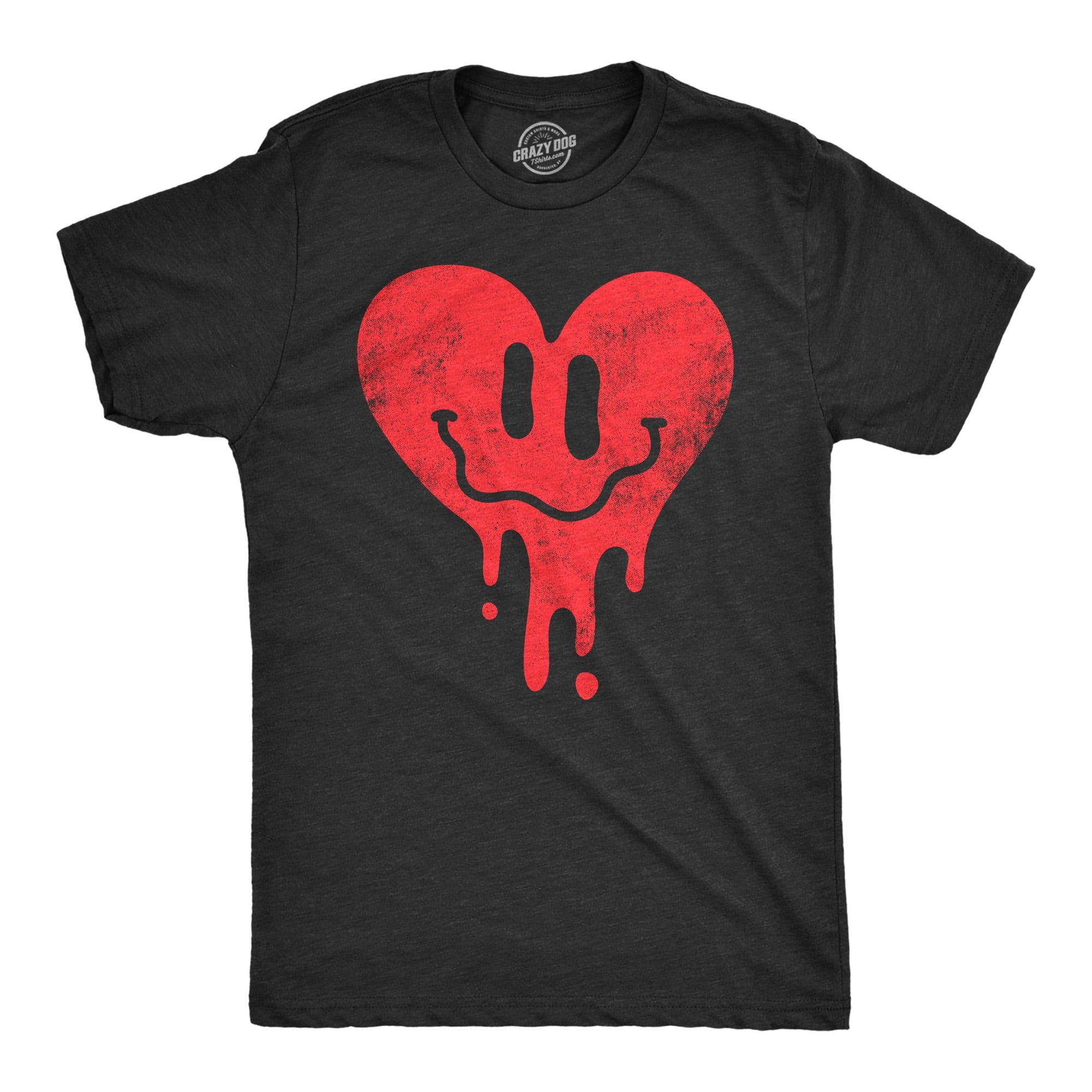 Mens Dripping Heart Face T Shirt Funny Valentines Day Melting Hearts Joke Tee for Guys Graphic Tees