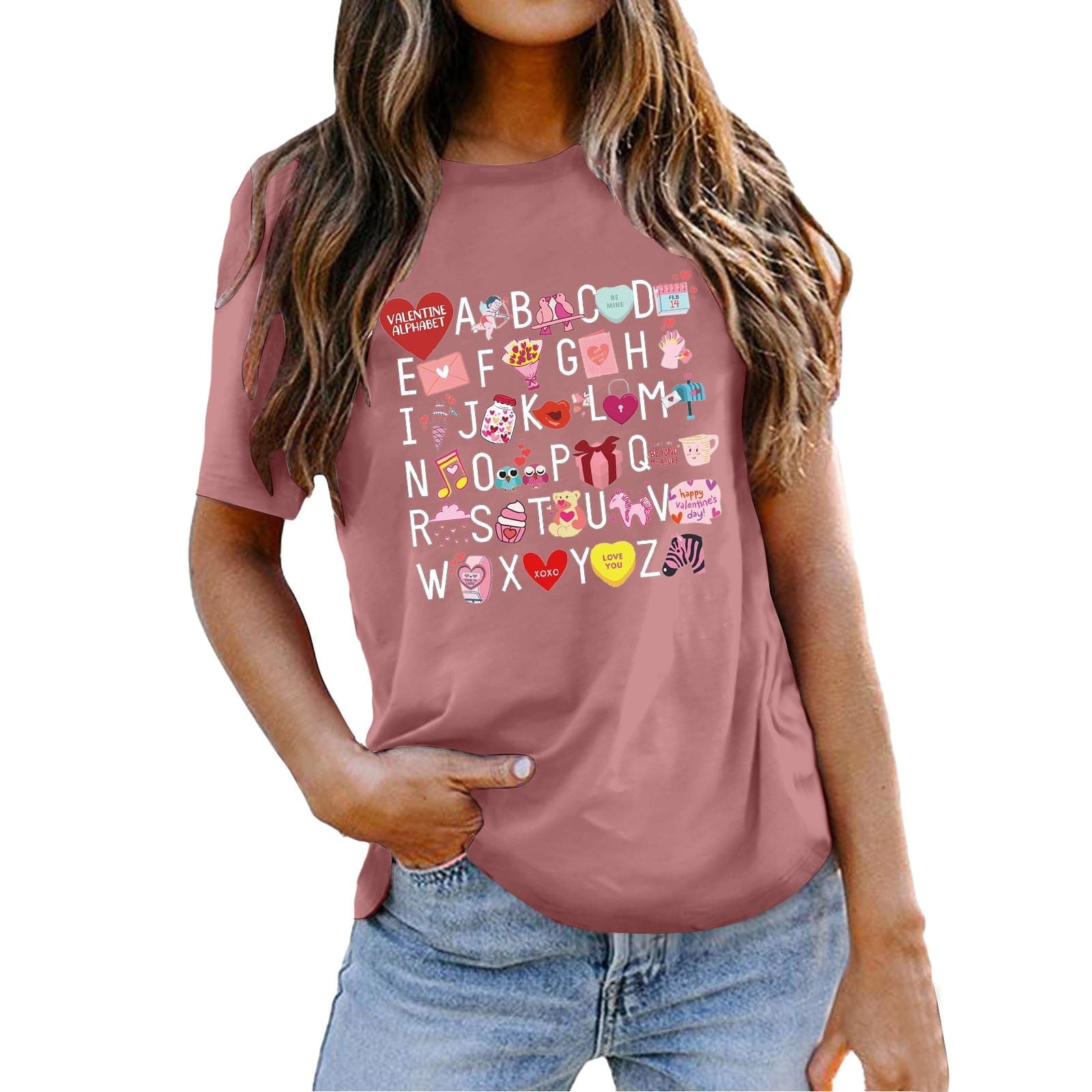 MuXiKeJi Clothes Valentines Shirts for Women Valentines Day Tshirt Love Heart Graphic Tee Tops