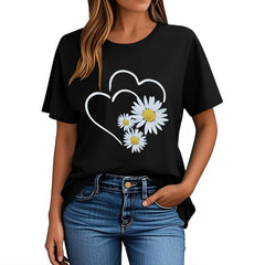 Nmnitkp Womens Tops Valentines Day Graphic Tee - Crewneck Short Sleeve Print Top Black,2XL